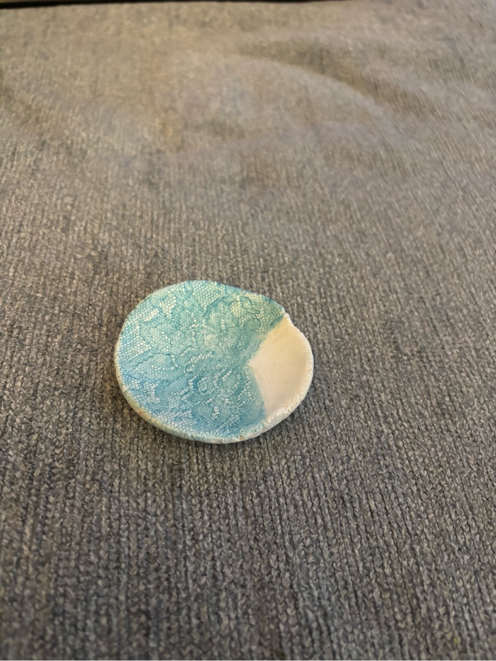 Handcrafted Aqua and White Decorative Trinket Dish - Home Accents